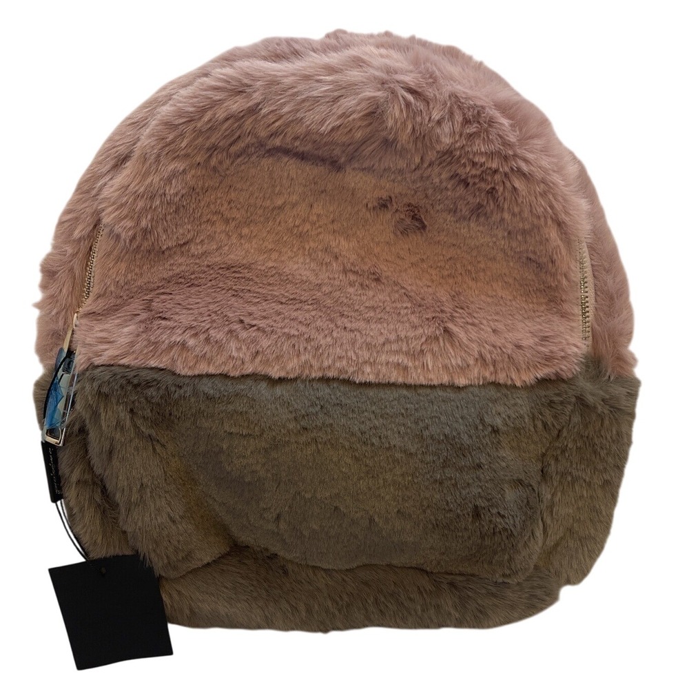 Faux Fur Backpack Plush‎ Two-Tone School Travel Bag Cute Kawaii Backpack